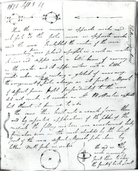 Strona 73 z notatnika Faradaya, na temat "Eksperymentu z rotacją prądu", 3 września 1821 roku